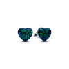 Opalescent Green Heart Stud Earrings