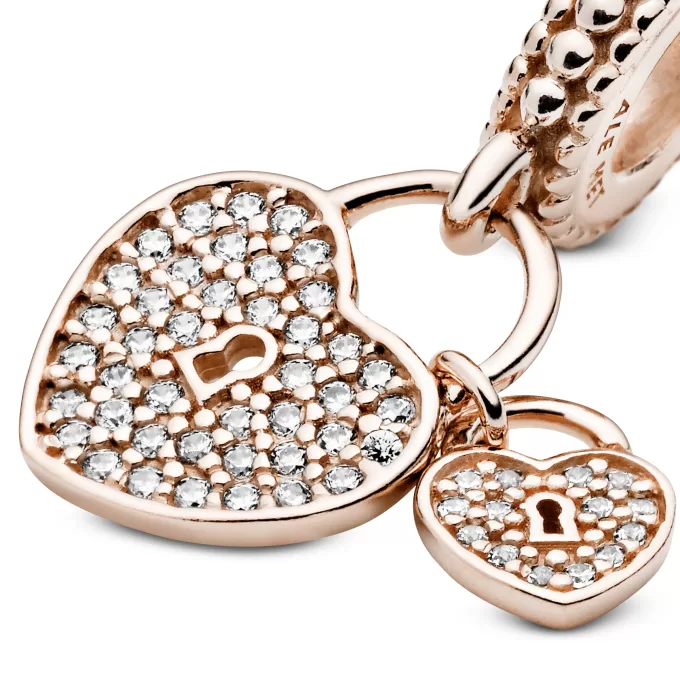 PANDORA Rose heart padlock dangle with clear cubic zirconia