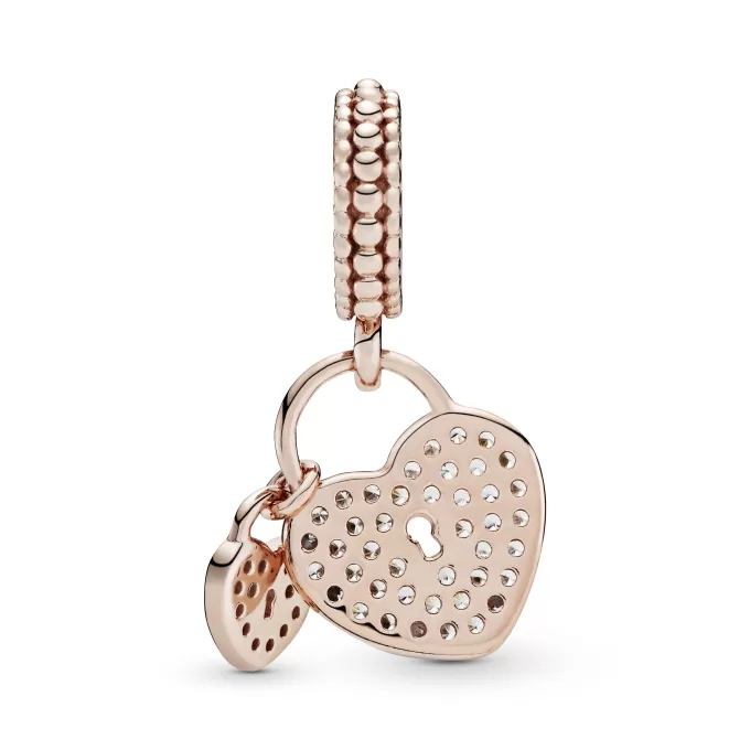 PANDORA Rose heart padlock dangle with clear cubic zirconia