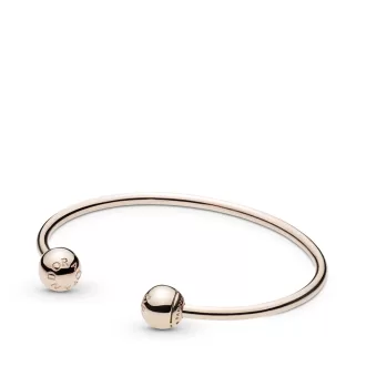 PANDORA Rose open bangle with silicone stoppers and interchangeable end caps