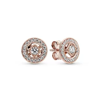 PANDORA Rose stud earrings with detachable earring jackets and clear cubic zirconia