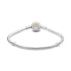 PANDORA logo silver bracelet with 14k and clear cubic zirconia