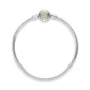 PANDORA logo silver bracelet with 14k and clear cubic zirconia