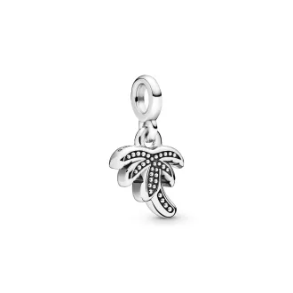 Palm tree sterling silver dangle charm with aqua green crystal Palm tree sterling silver dangle charm with aqua green crystal