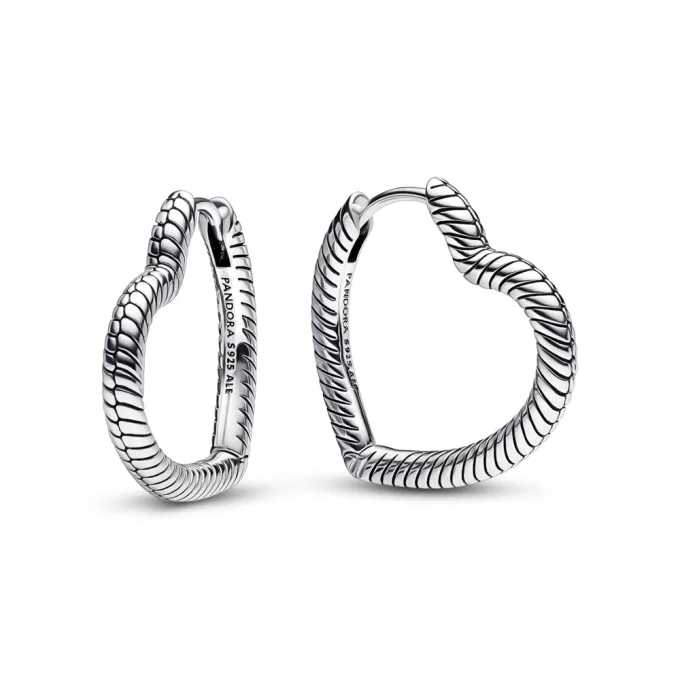 Pandora Moments Heart Charm Hoop  Earrings