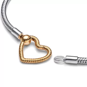 Pandora Moments Heart Closure Snake Chain Bracelet