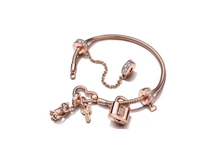 Pandora Moments Heart Closure Snake Chain Bracelet