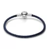 Pandora Moments Round Clasp Blue Braided Leather Bracelet Pandora Moments Round Clasp Blue Braided Leather Bracelet