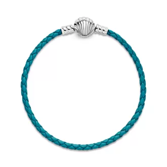 Pandora Moments Seashell Clasp Turquoise Braided Leather Bracelet Pandora Moments Seashell Clasp Turquoise Braided Leather Bracelet