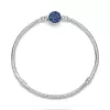 Pandora Moments Sparkling Blue Disc Clasp Snake Chain Bracelet