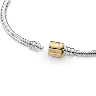 Pandora Moments Two-tone Barrel Clasp Snake Chain Bracelet Pandora Moments Two-tone Barrel Clasp Snake Chain Bracelet
