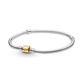 Pandora Moments Two-tone Barrel Clasp Snake Chain Bracelet Pandora Moments Two-tone Barrel Clasp Snake Chain Bracelet