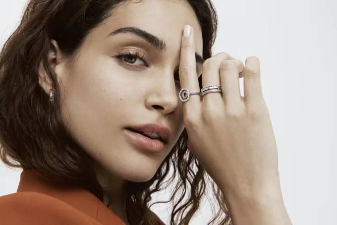 Pandora Signature Logo Pavé & Beads Ring