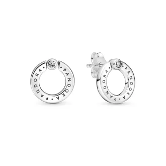 Pavé & Logo Circle Reversible Stud Earrings