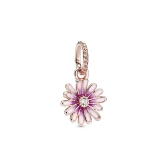 Pink Daisy Flower Dangle Charm