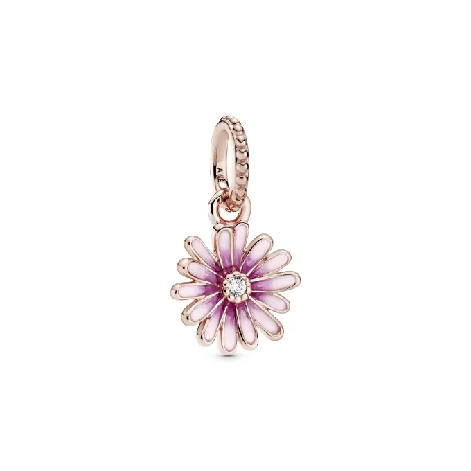 Pink Daisy Flower Dangle Charm