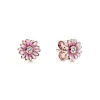 Pink Daisy Flower Stud Earrings
