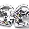 Puzzle Piece Hearts Splittable Friendship Dangle Charm