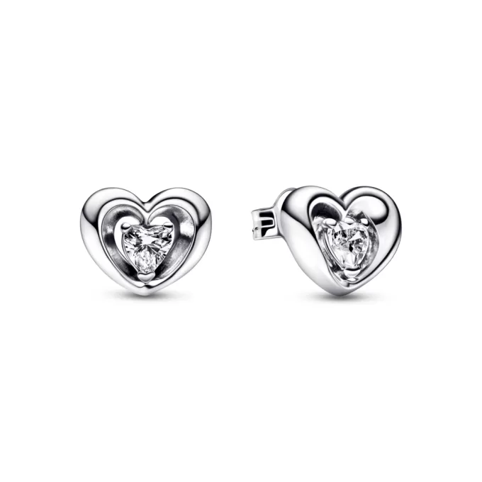 Radiant Heart & Floating Stone Stud Earrings Radiant Heart & Floating Stone Stud Earrings
