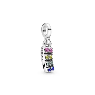 Rainbow sterling silver dangle charm with royal green, cerise, true blue and limelight yellow crystal Rainbow sterling silver dangle charm with royal green, cerise, true blue and limelight yellow crystal