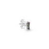 Rainbow sterling silver stud earring with royal green, cerise, true blue and limelight yellow crystal