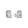 Rectangular Sparkling Halo Stud Earrings