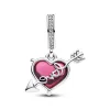 Red Heart & Arrow Murano Glass Dangle Charm