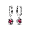 Red Round Sparkling Hoop Earrings