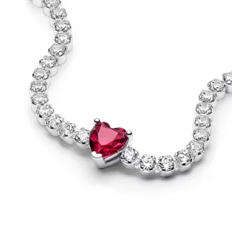 Red Sparkling Heart Tennis Bracelet