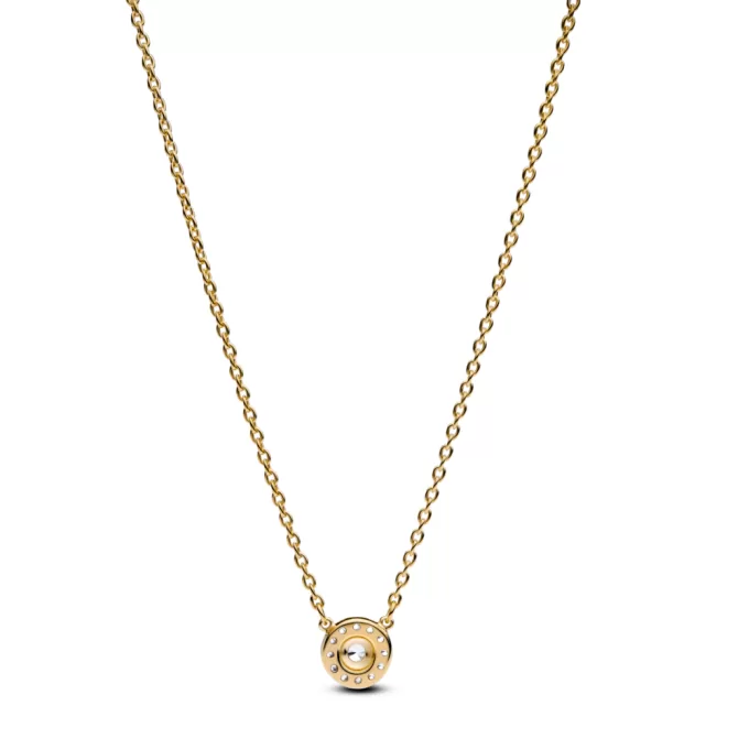 Round Pavé Halo Pendant Necklace