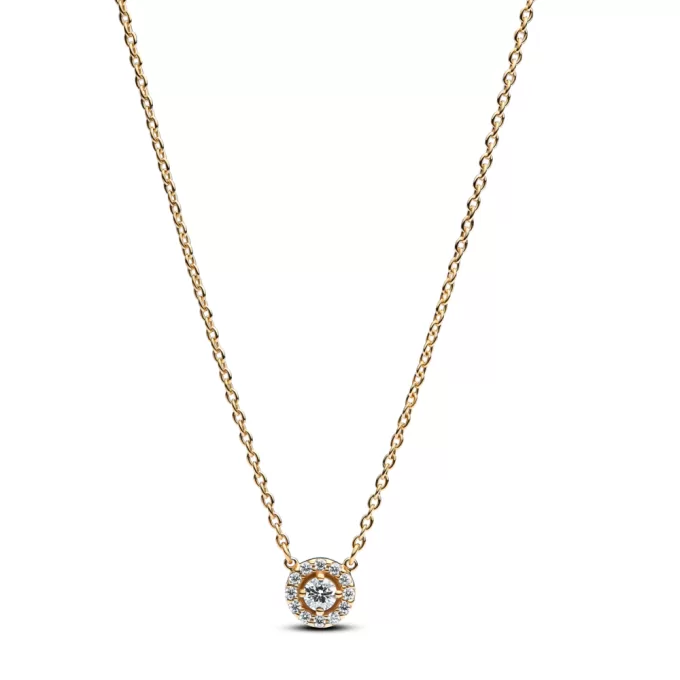 Round Pavé Halo Pendant Necklace