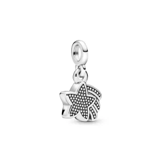 Shooting star sterling silver dangle charm with clear cubic zirconia
