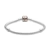 Silver bracelet with 14k Rose Gold-plated clasp