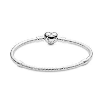 Silver bracelet with heart-shaped clasp and cubic zirconia Silver bracelet with heart-shaped clasp and cubic zirconia