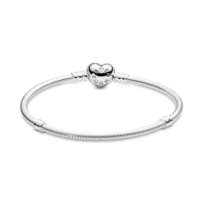 Silver bracelet with heart-shaped clasp and cubic zirconia Silver bracelet with heart-shaped clasp and cubic zirconia