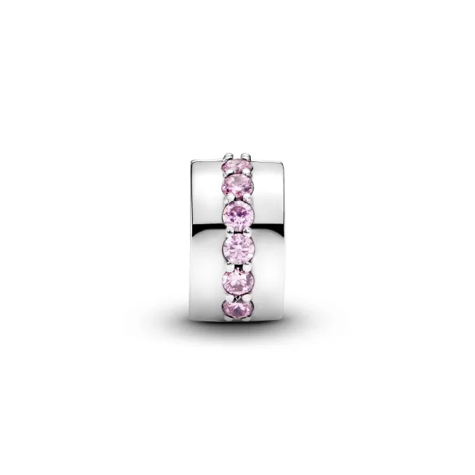 Silver clip with pink cubic zirconia Silver clip with pink cubic zirconia