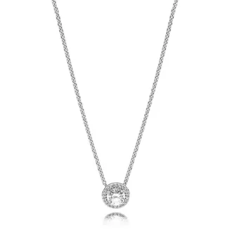 Silver necklace with clear cubic zirconia