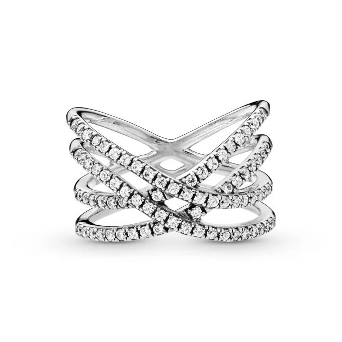 Silver ring with clear cubic zirconia