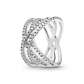 Silver ring with clear cubic zirconia