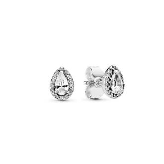 Silver stud earrings with clear cubic zirconia