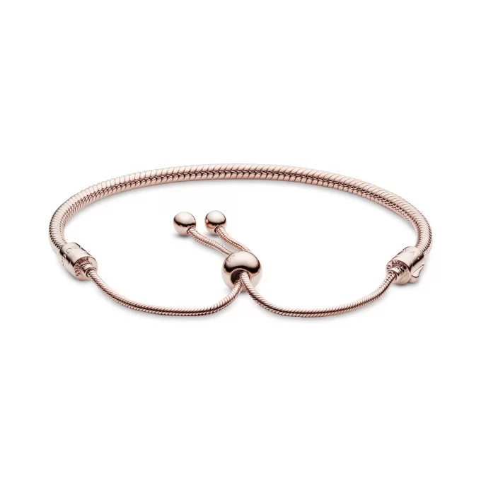 Snake chain 14k Rose Gold-plated bracelet with clear cubic zirconia