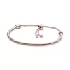 Snake chain 14k Rose Gold-plated bracelet with clear cubic zirconia