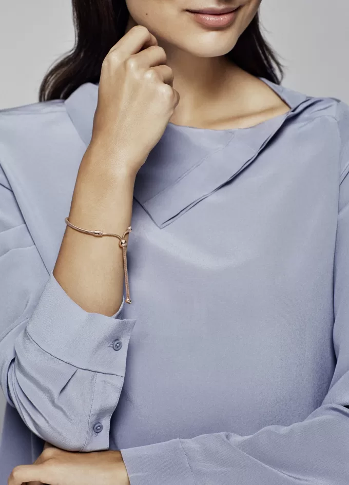 Snake chain 14k Rose Gold-plated bracelet with clear cubic zirconia