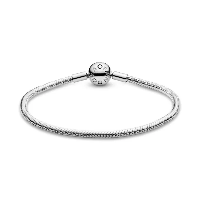 Snake chain silver bracelet with round clasp