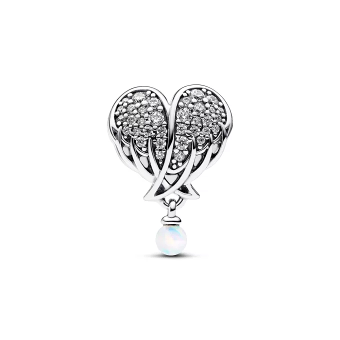 Sparkling Angel Wings & Heart Charm