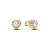 Sparkling Elevated Heart Stud Earrings