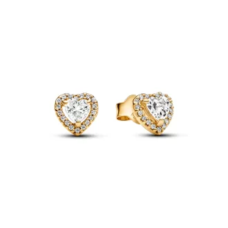 Sparkling Elevated Heart Stud Earrings