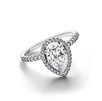 Sparkling Pear Halo Ring