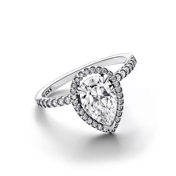 Sparkling Pear Halo Ring