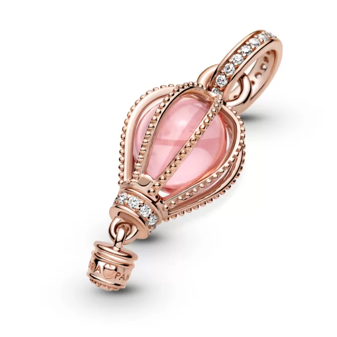 Sparkling Pink Hot Air Balloon Dangle Charm